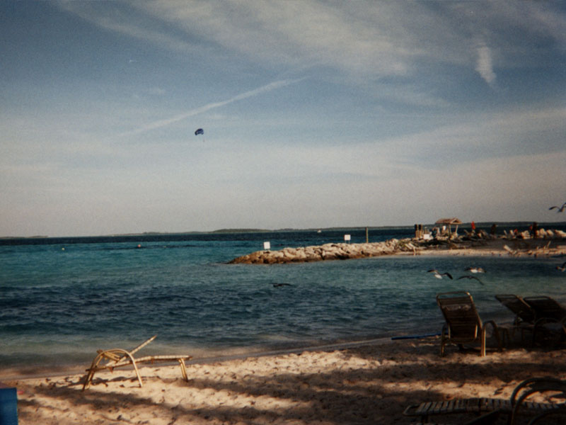 Cococay Bahamas and a parasailor 