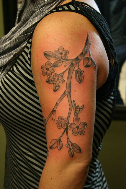 Kari's finished apple tree branch tattoo