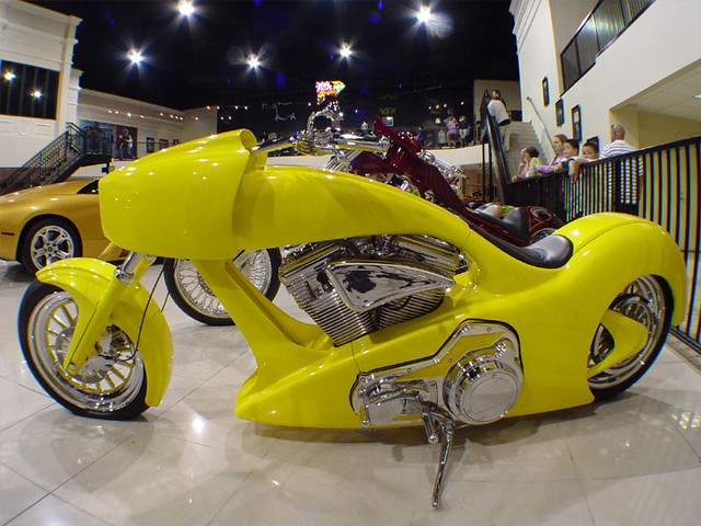 A custom bike at the exotic car shop in Caesars Palace