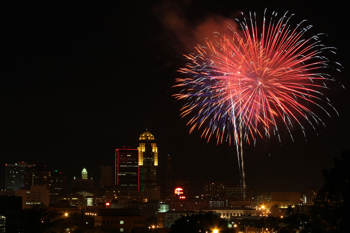 Des Moines Skyline Fireworks