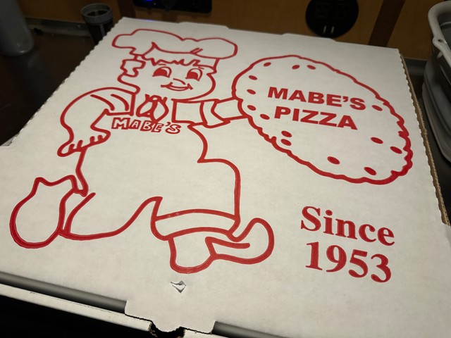 We got some Mabe's pizza to go. It was very good.